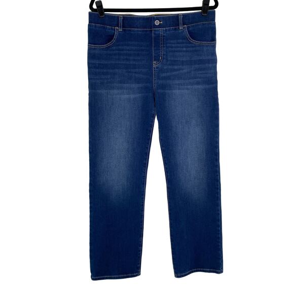 Betabrand Dark Vintage Wash Straight Leg 4 Pocket Denim Pant Large Petite - Picture 1 of 9